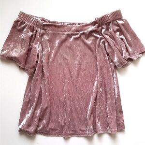 One Clothing NWT Pale Pink Crushed Velvet Off The Shoulder Top XS